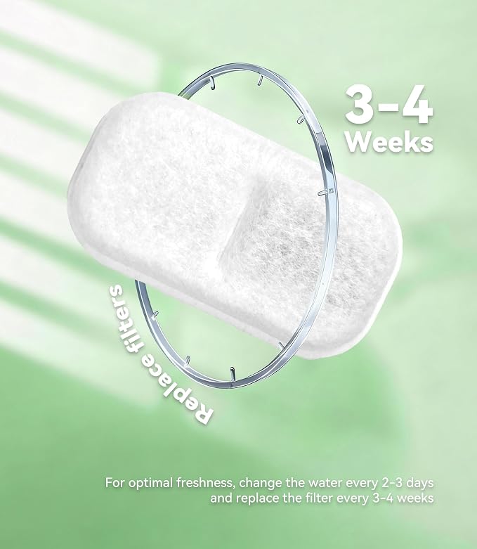 Cat Water Fountain Filter Replacement: 4 Carbon Filters & 4 Foam Sponges Kitty Spout Pump Filters for 108Oz/3.2L & 67Oz/2L Stainless Steel Pet Water Dispenser Cat Dog