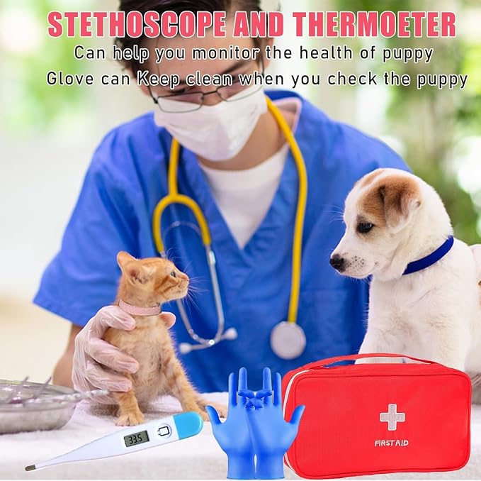 kewen Puppy Kitten Whelping Supplies, Whelping kit for Puppies Birth,Kitten Supplies,Dog Supplies,Puppy kit,Kitten Bottle Feeding kit for New Born Puppy Supplies and Kitten with 32" Whelping Pen
