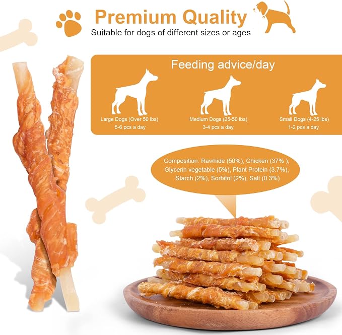 Chicken Wrapped Rawhides Dogs Treats