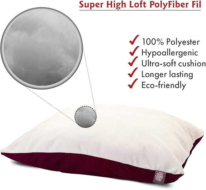 Majestic Pet Rectangle Large Dog Bed Washable – Removable Slipcover Pet Bed – Dog Crate Bed Super Value Pillow Dog Bed – Dog Kennel Bed for Sleeping - Dog Bed Large Breed 36 x 48 Inch – Burgundy
