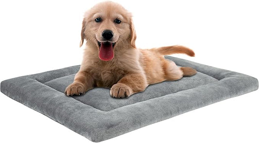 KHONSU PET Dog Bed Mat for Crate 1.1in Slim Cooling Pad Reversible Flannel & Waterproof Canva for Small Dogs up to 25 lbs,Fits 24"x18" Crate