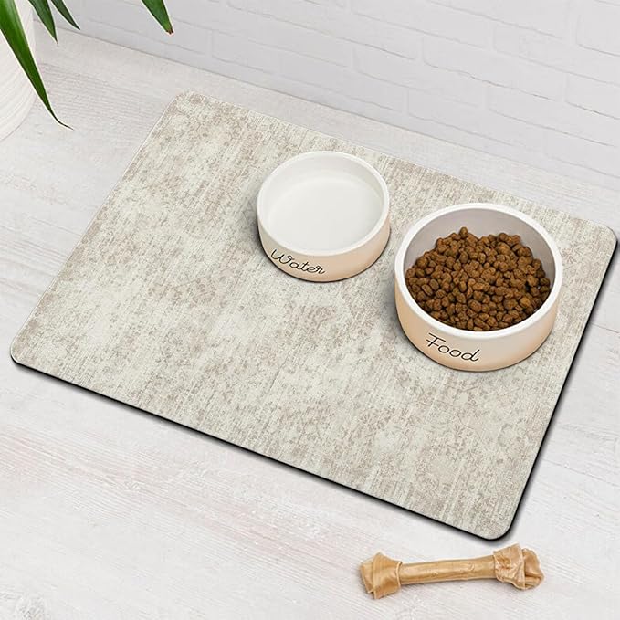 Dog Food Mat for Floors Waterproof Quick Dry Pet Placemat Cat Feeding Bowls Mats for Food and Water, Eco-Friendly Dog Accessories Diatomite Pets Supplies 12" X 20"