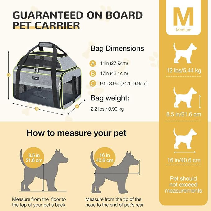 Lekereise Top-Expandable Pet Carrier 17x11x9.5 Inch Alaska Hawaiian Airline Approved Soft Sided Underseat to 12lbs Travel Carriers for Small Dogs and Cats with Locking Safety Zippers Anti-Scratch Mesh