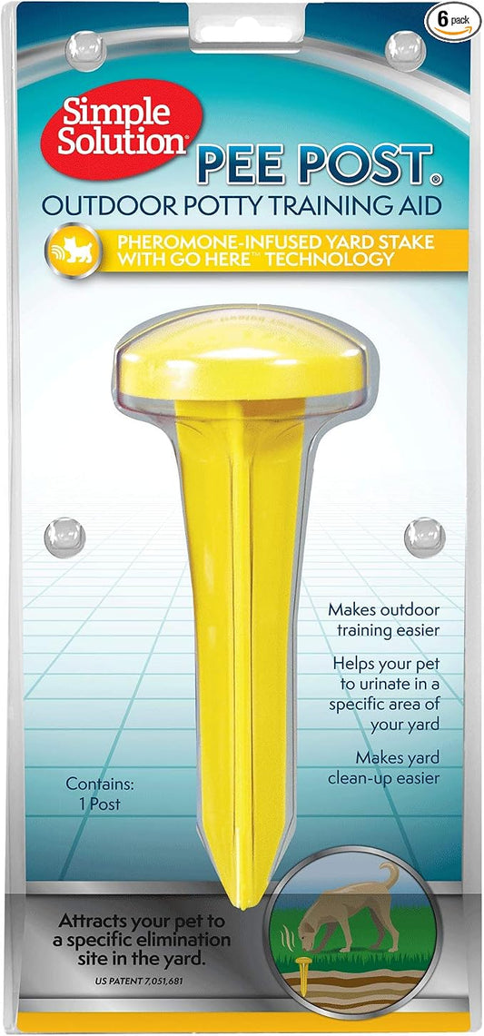 Simple Solution Pee Post Outdoor Dog Training Aid, 13-Inch Pheromone-Infused Stake for Puppy Potty Training, Yard Marking, and Housebreaking, Dog Pee Attractant for Lawn & Garden (Pack of 6)