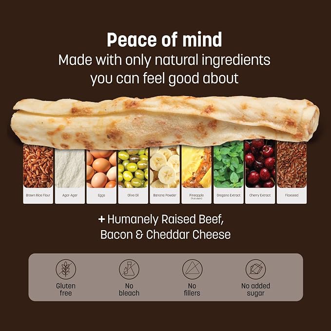 Earth Animal No Hide Chews - from the Grill Rolls Bacon Cheeseburger Flavor Rawhide Free Small Dog Chews - 6 Count
