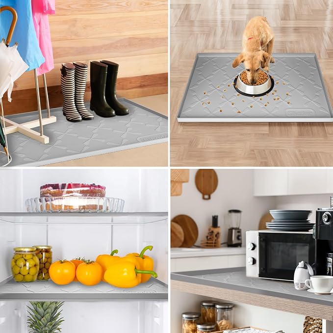SIKADEER 31" x 22" Under Sink Mat Waterproof, Silicone Mat Kitchen Drawer Shelf and Cabinet Liner, Sink Protector for Kitchen Organizers and Storage, Boot Tray Pet Food Mats