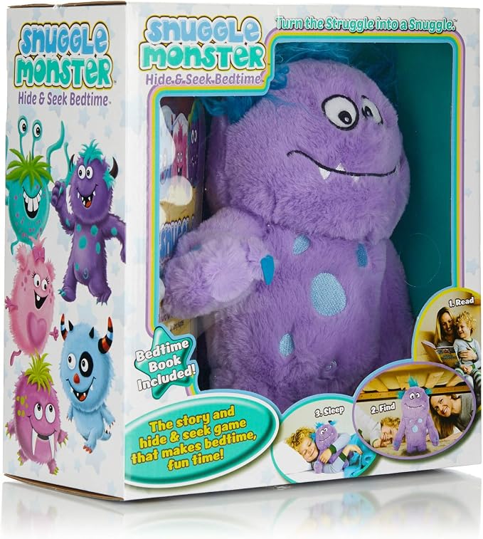 Continuum Games Snuggle Monster - Hide and Seek Bedtime Plush Toy and Book - Purple