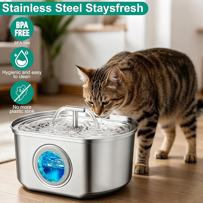 24 Pack Cat Fountain Replacement Filters Compatible with Neareal 108oz/3.2L Stainless Steel Pet Water Fountain，12 Filters & 12 Sponges neareal cat fountain replacement filters