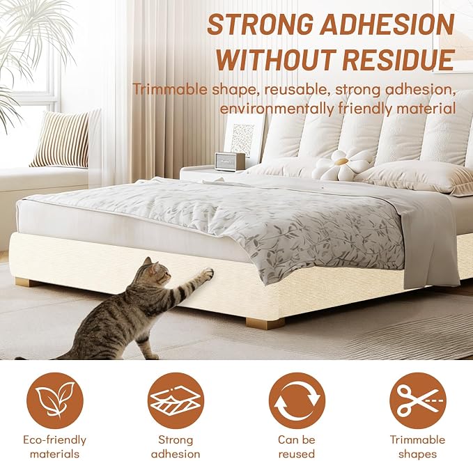 Couch Protector from Cat Claws 78.7" x 15.8" Trimmable DIY Self-Adhesive Cat Scratch Mat for Furniture Couch or Wall Protector, Covering Cat Scratching Post Indoor