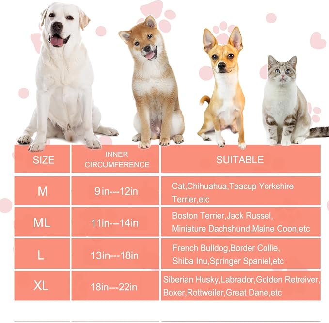Inflatable Dog Cone Collar for Large Medium Small Dogs, Soft Dog Donut Collar Adjustable Recovery Cone for Pets After Surgery, Extra Enhanced Anti-Licking Guard Shield (Mangosteen, Medium)