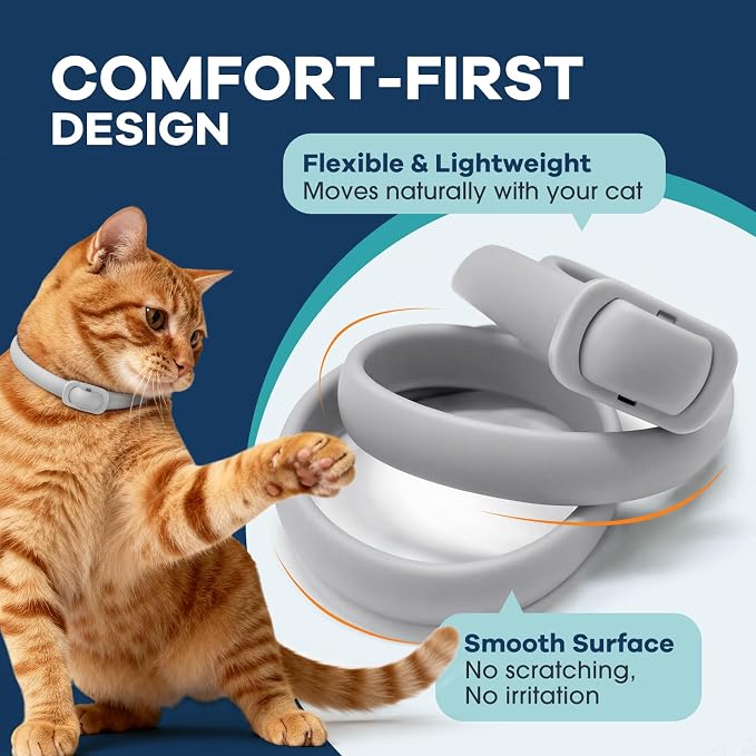 Flea and Tick Collar for Cats 5 Pack, 8 Months Protection, Plant-Based Ingredients, Water-Resistant, Adjustable & Lightweight, Suitable for Adult Cats & Kittens, White