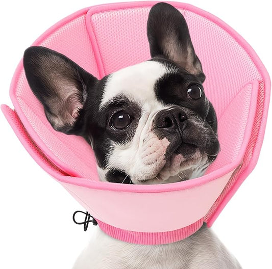AOFITEE Dog Cones for Medium Dogs, Soft Dog Cone Collar After Surgery, Adjustable Cone for Dogs to Stop Licking, Breathable Pet E-Collar Alternative for Wound Healing(Pink,Medium)