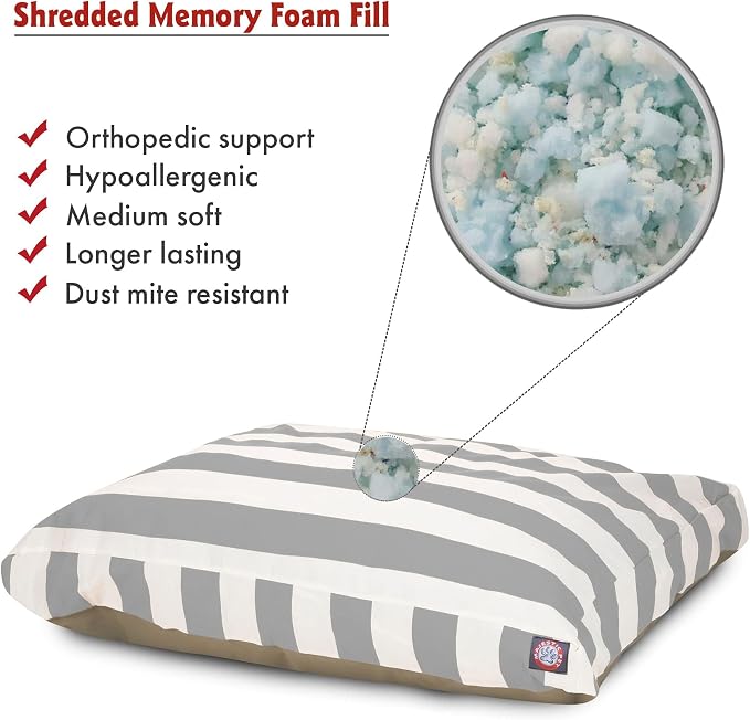 Majestic Pet Shredded Memory Foam Dog Bed Medium with Removable Washable Cover – Rectangle Orthopedic Dog Bed–Durable Dog Crate Bed-Flat Dog Bed for Senior Dogs - (35x29) M - Villa - Orange