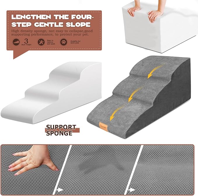 Topmart High Density Extended Foam Dog Ramp&Steps 3 Tiers & Replacement Waterproof Cover