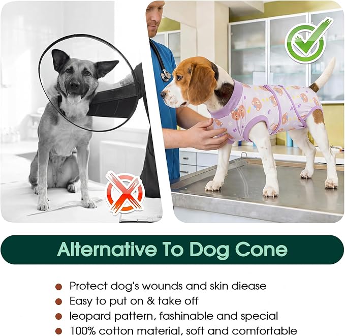 Kuoser Dog Surgery Recovery Suit, Soft Breathable Dog Recovery Suit for Female Spay Male Nueuter, Anti Licking Puppy Onesie Pet Surgical Suit for Dogs Abdominal Wounds Skin Disease, Bear 2XL