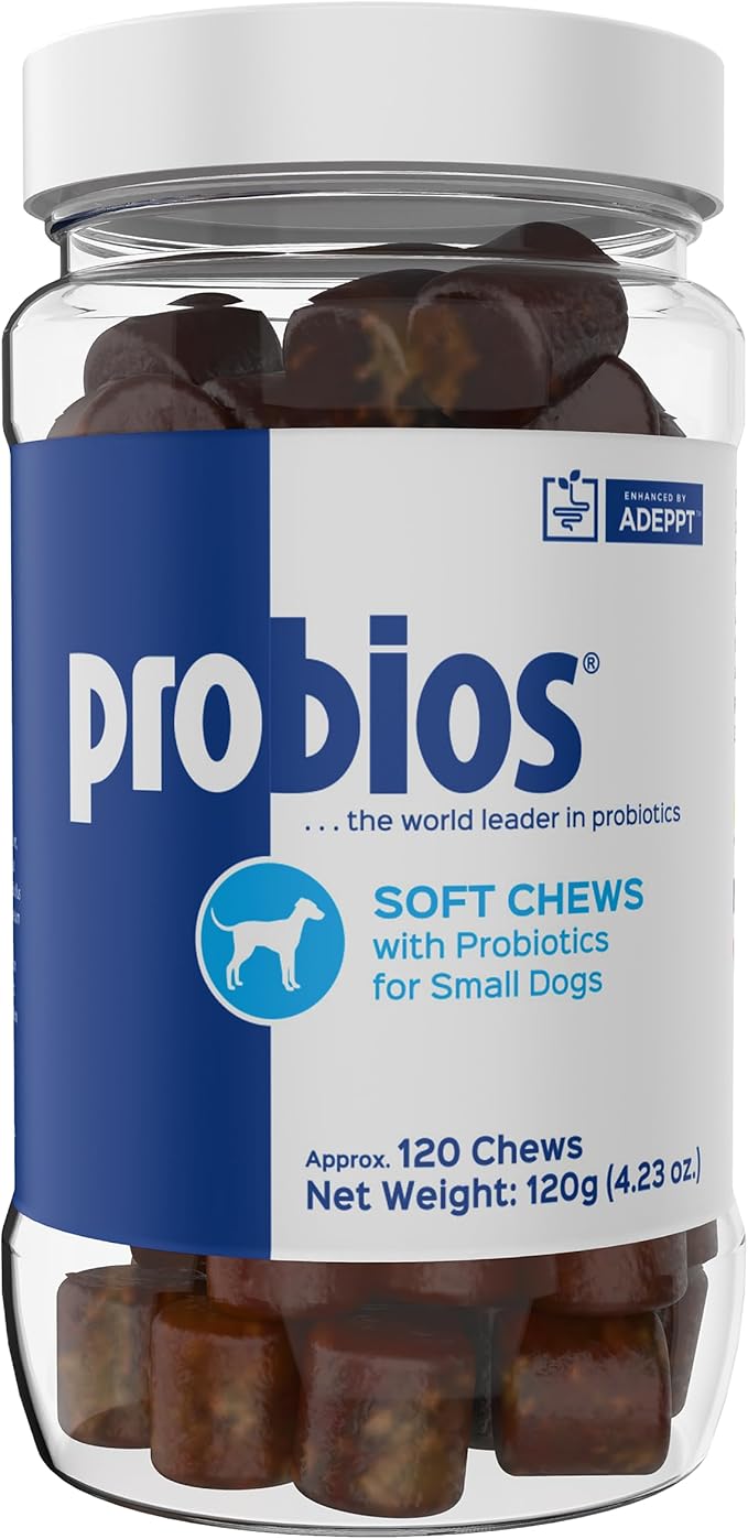Probios for Dogs Soft Chews, Daily Probiotic Supplement for Gut Health, Digestion and Immune Support Medium and Large Breeds, Chicken Liver Flavor, 4.23 oz 120 Chews