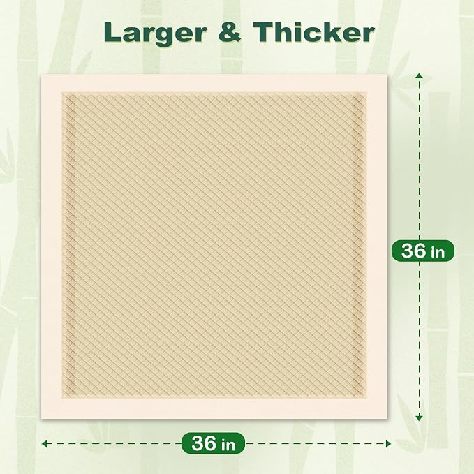 MIZOK Pee Pads for Dogs 36x36in Bamboo Dog Pads Super Absorbent Odor Eliminating Leak-Proof, XXL Dog Pee Pads with Adhesive Tabs for Large Breeds, Disposable (30 Count)
