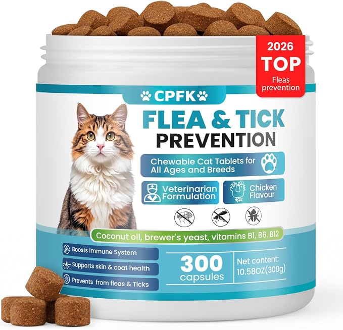 Chewable Flea Treatment for Cats Flea and Tick Prevention for Cats Chewables Fleas Chewables for Cat of All Breeds and Ages 300 Chewable