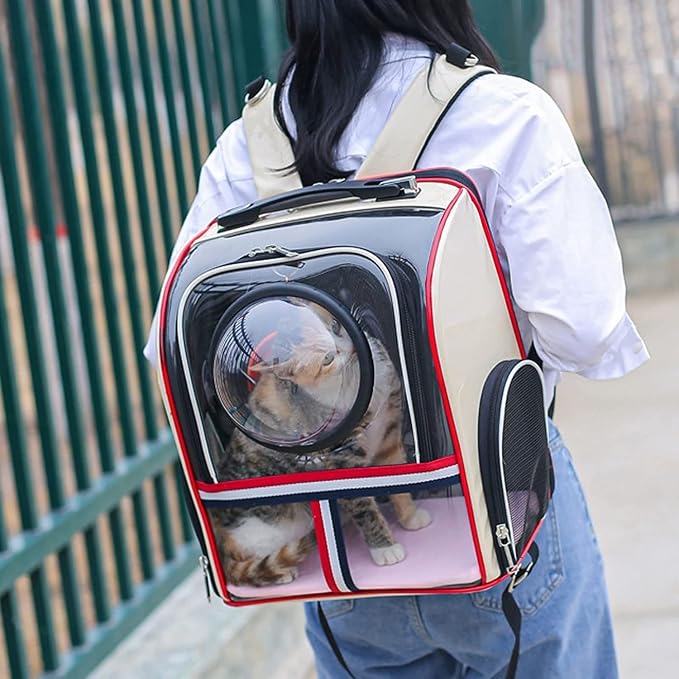 OLOTU Pet Backpack Breathable Mesh Cat Backpack, Expandable Cat Carrier for Walking Travel Hiking Camping, Expandable Dog Backpack Carrier Spacious