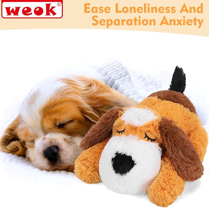 WEOK Heartbeat Puppy for Dogs-for Separation Anxiety Relief, Heartbeat Stuffed Animal Anxiety Calming Behavioral Aid Plush Toy for Dogs Cats Pets