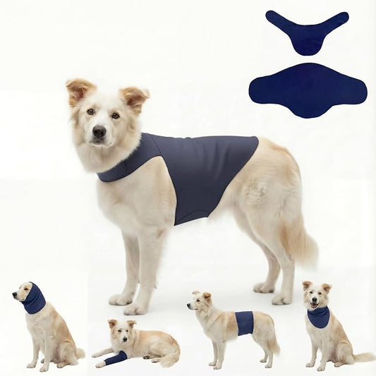 DAJIDALI® Dog & Cat Anxiety Vest & Spay Recovery Suit – Silent Adjustable Calming Wrap for Surgery & Thunderstorms – 2-Piece Cone & Recovery Onesie Alternative