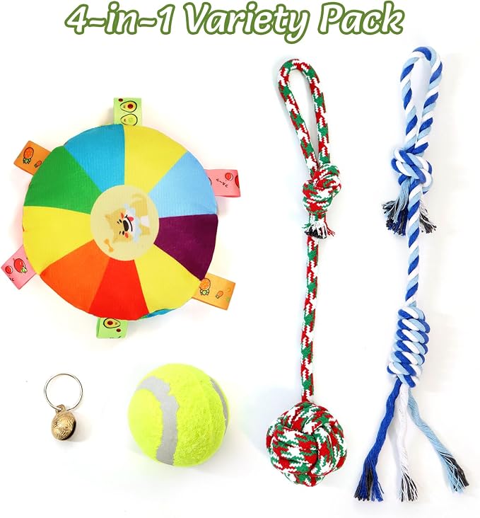 CWV Outdoor Tug of War Dog Toy for Large Dog, Tether Interactive Dog Solo Play Exercise Kit with 4 Kind of Toys for Self Play and Interactive