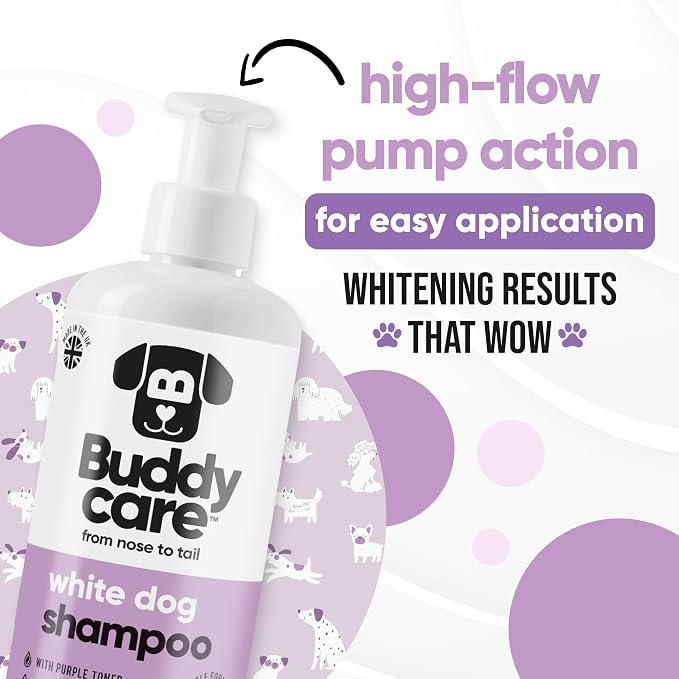 White Dog Shampoo by Buddycare | Dry Skin & Itchy Skin Relief for Smelly Dogs | Deep Cleansing Shampoo for Dogs Puppy Sensitive Skin | Dog Shampoo & Conditioner | with Aloe & Vitamin B5 (16.90oz)