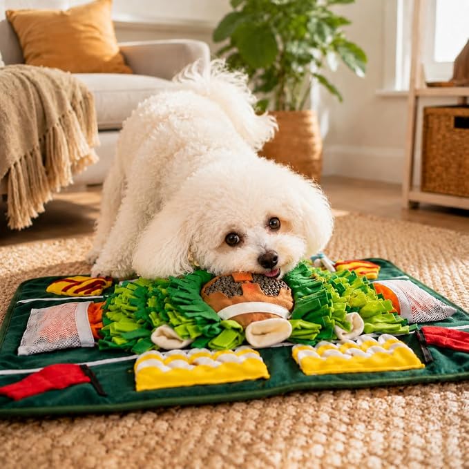 Dog Snuffle Mat for Small & Medium Dogs, Interactive Puzzle Toy for Mental Stimulation, Non-Slip Slow Feeder Foraging Mat for Indoor Feeding Training