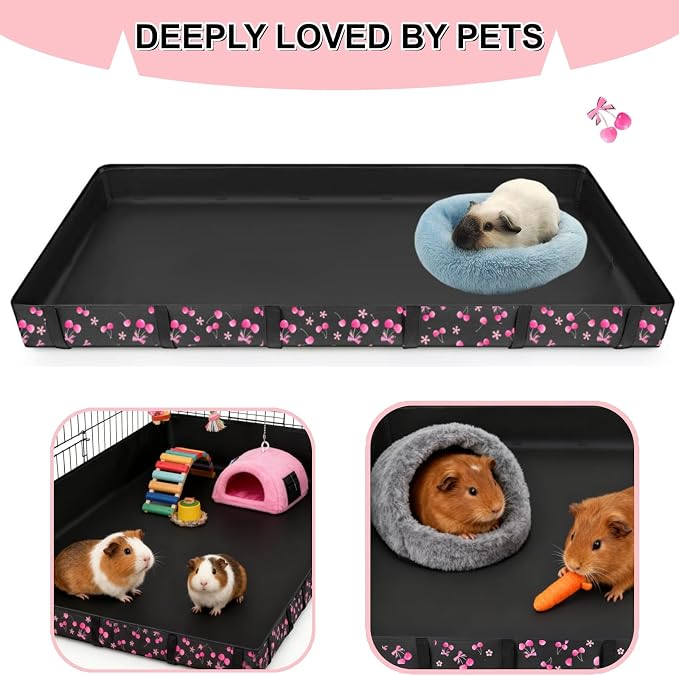 DZWLKJ Guinea Pig Cage Liner,Washable Tarp Bottom Base,Cherry Graphic,36"x36", Reusable for Rabbit, Chinchilla, Hedgehog, Ferret & Other Small Animals.