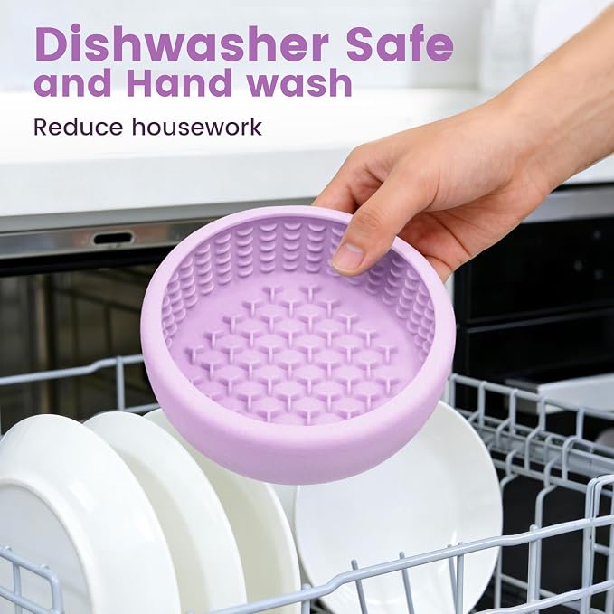 Dog Slow Feeder Licking Bowl,Freezeable Anxiety Relief Treat Dispenser, Non-Slip Anti-chocking Pet Dish, Interactive Puzzle Toy for Mediuml Large Breed,Freezable BPA Free Silicone Dishwasher Safe