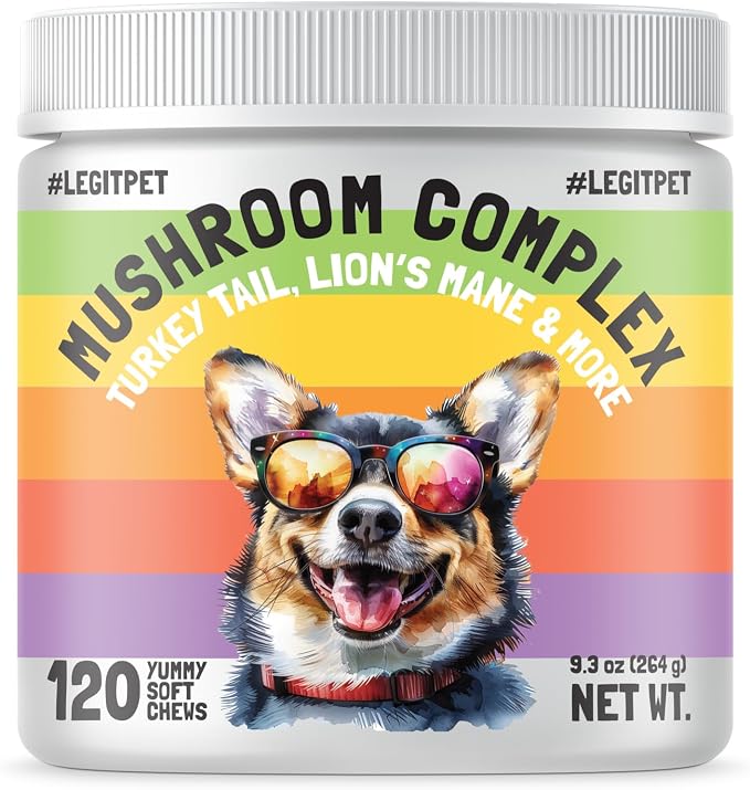 Calming Hemp Treats for Dogs Made in USA with Organic Hemp 120 Chews and Mushroom Complex Treats for Dogs with Reishi Shiitake and Turkey Tail Mushrooms for Cognition and Immune Boosting 120 Chews