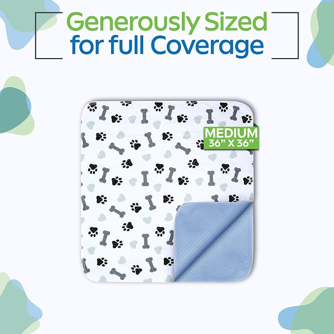 GREEN LIFESTYLE Washable Underpads Pack of 4 - 34x36 and Pack of 6 - 30x34 Bundle - Large Pee Pads for Dogs, Machine Washable Reusable Puppy Pads, Waterproof Pet Training Pad