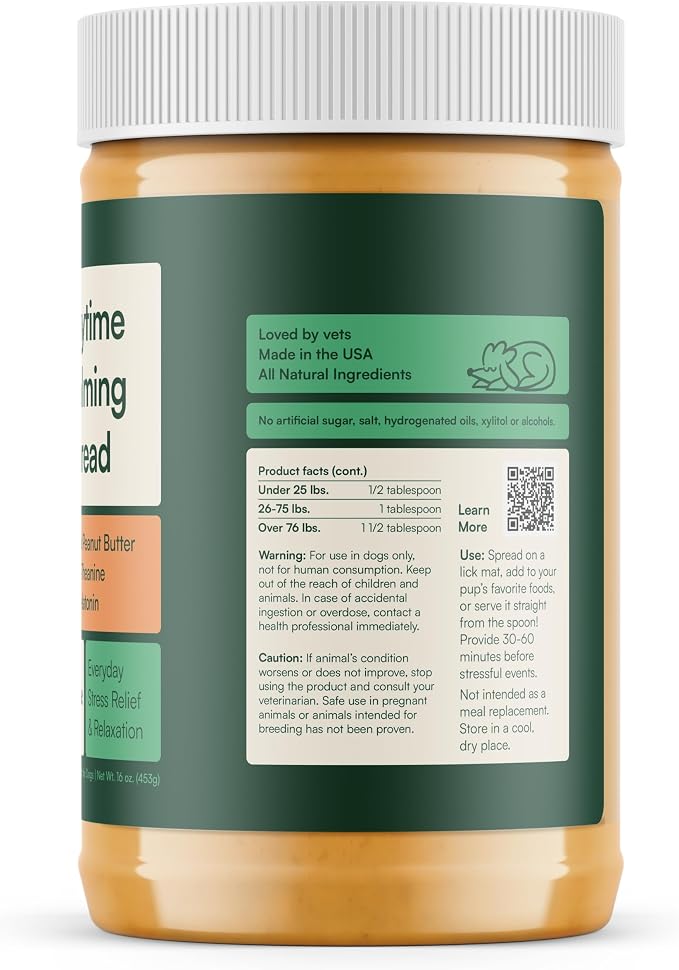 Reggie Calming Peanut Butter for Dogs, 100% Natural Dog Peanut Butter with Melatonin & L-Theanine, Lick Mat Spread for Short-Term Dog Anxiety Relief, Made in USA 16oz