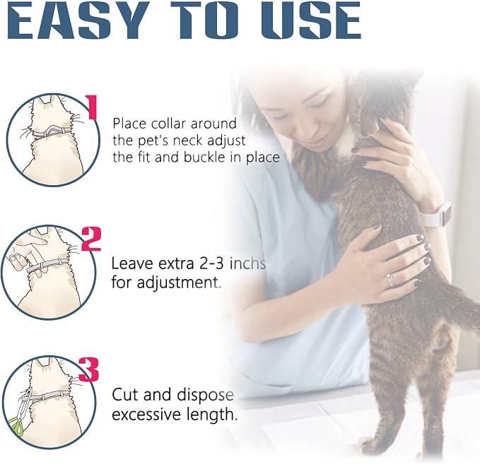 Flea and Tick Collar for Cat, 12 Months Protection, Upgraded Version, Soft and Comfortable, Prevents Fleas and Ticks, Includes Tweezers and Flea Comb, 2-Pack