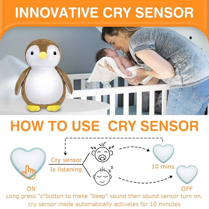 DEARBABY Baby Sleep Soother,Mom’s Heartbeat Sound and Lullabies Toddler Sleep Aid Toy Music Soothers for Sleep,Baby Registry Search,Plush Sleep Aid for Nursery Crib,Stroller,Travel Use