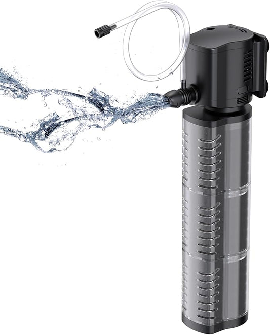 FREESEA Aquarium Fish Tank Filter: 20W 400GPH Internal Power Filter 3-Stage Filtration for 75-150 Gallon Saltwater Betta Turtle Tanks