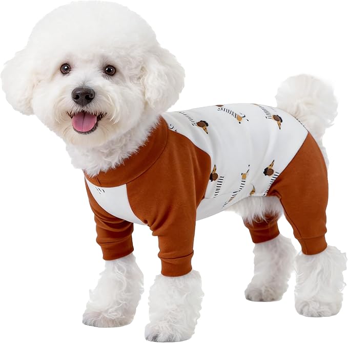 Dog Recovery Suit After Spay-Prevents Lick & Shed (Brown,XS) | Soft, Breathable cotton onesie protects abdominal surgical areas by preventing licking,scratching,and shedding