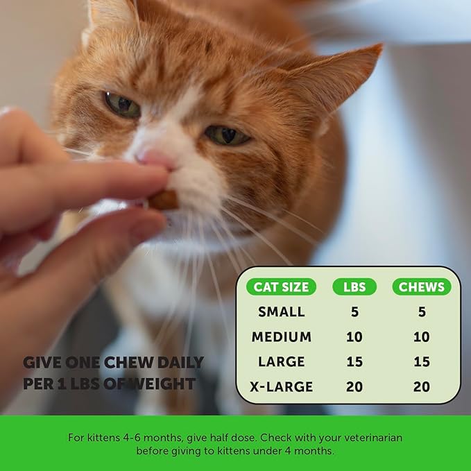 Cat Probiotics Crunchy Creamy Chews for Digestive Health - Cat Constipation + Occasional Diarrhea Relief - Daily Probiotics for Cats with Prebiotics Fiber Gut Flora Sensitive Stomach (30-Day Supply)