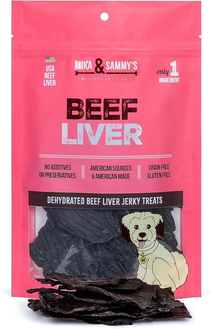 Mika & Sammy's Gourmet Beef Liver Jerky Dog Treats Made in the USA. (Beef Liver 12 Oz)
