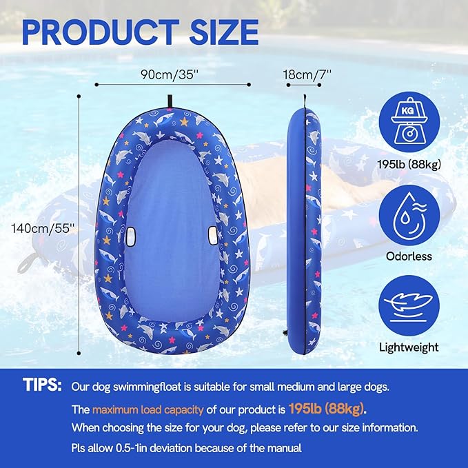 Dog Pool Float, Dog Pool Floats for Small, Medium and Large Dogs, Inflatable Pet Swimming Floats for Pool Lake Camp