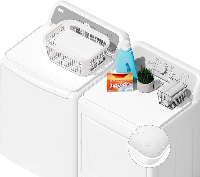 2 PACKS SEIRI Washer and Dryer Topper, 26" x 18" Silicone Top Protector Mat for Slant Top Surface Cover and Top Load Washing Machine Laundry Room Non-Slip Waterproof Dryer Cover Medium (White)