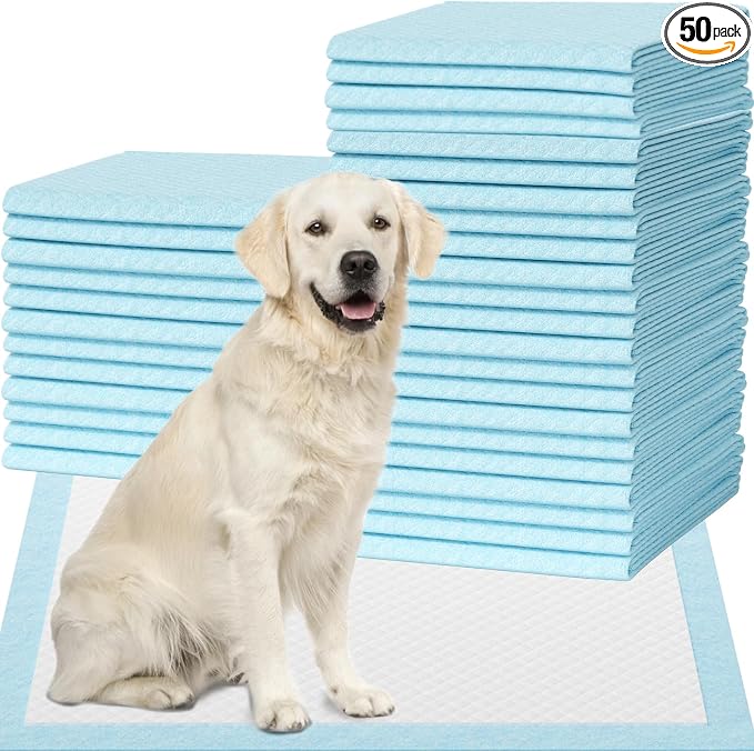 IMMCUTE 50 Count Puppy Pads, 30"x28" Extra Large Dog Pee Pads – 7-Layer Thick & Tear-Resistant, Super Absorbent, Leakproof, Quick-Dry, Disposable Training Pads for Dogs & Cats