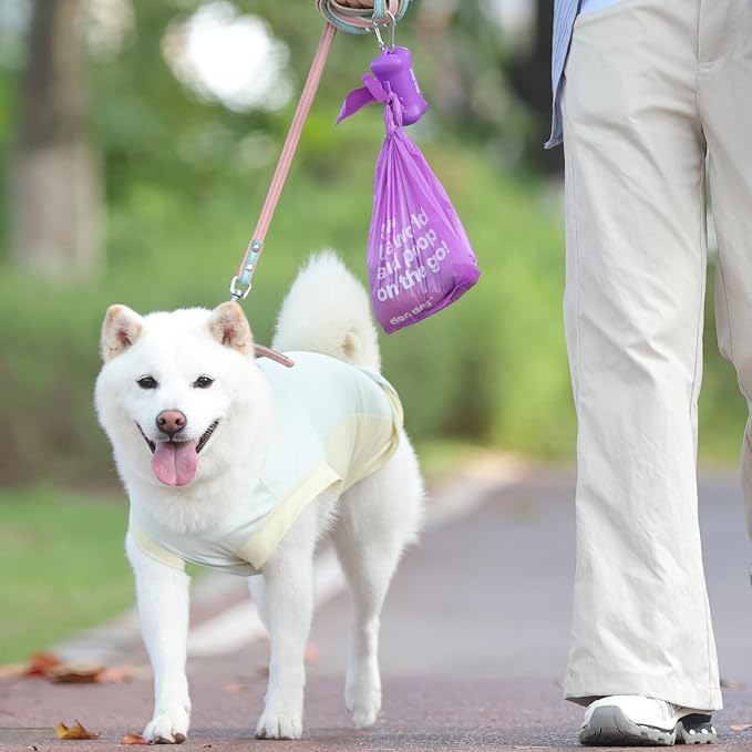 Deo Doo Dog Poop Bags with Handles 9 Rolls 108 Counts Big Sizes Leak Proof and Extra Thick Waste Bags Refill Rolls for Walking Small Medium Large Dogs Cats Litter With Holder Lavender Scented