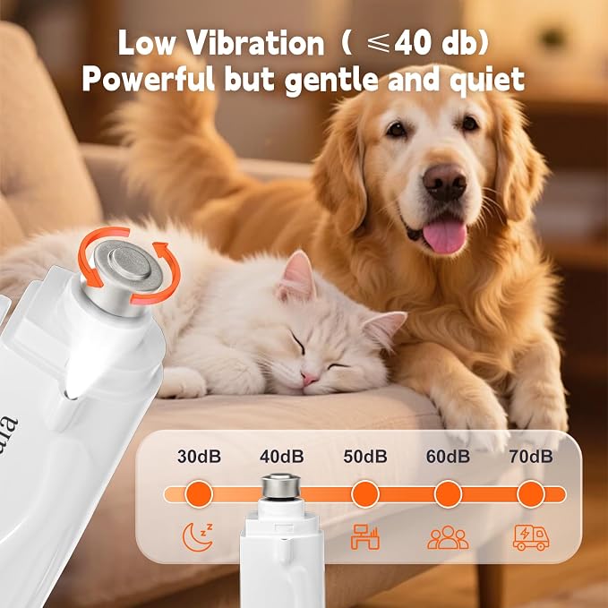 Dog Nail Clippers with Light and Dog Nail Grinder Quiet, Dog Nail Trimmers | 2-in-1 Pet Nail Grinder for Dogs with Guard, Cat Nail Trimmer, Cat Nail Clipper, Dog Nail File, Silent Groom Pro Nail Grinder
