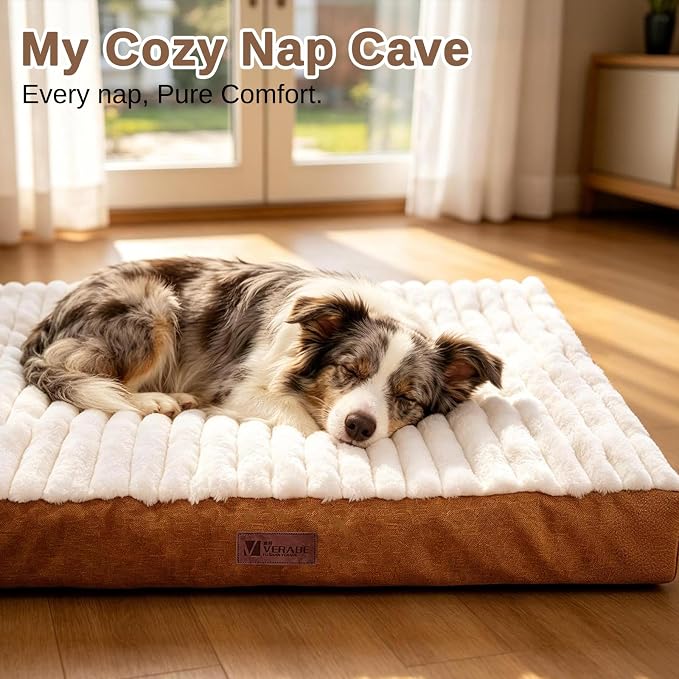 Orthopedic Dog Bed with Firm High-Density Egg Crate Foam Mattress,Soft Short Plush Surface Pet Beds,Machine Washable with Removable Cover & Non-Slip Bottom for Small Breeds(Brown, 23"L x 17"W x 3"H)