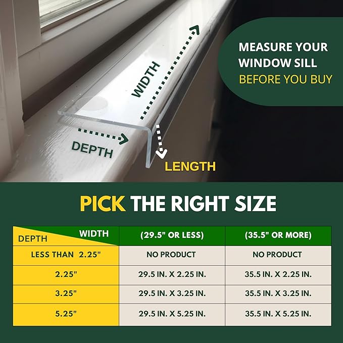 CLAWGUARD Plexiglass Window Sill Protector – Thick Crystal Clear Window Sill Cover & Extender – Window Ledge Protector for Dogs & Cats (35.5in. x 3.25in.)