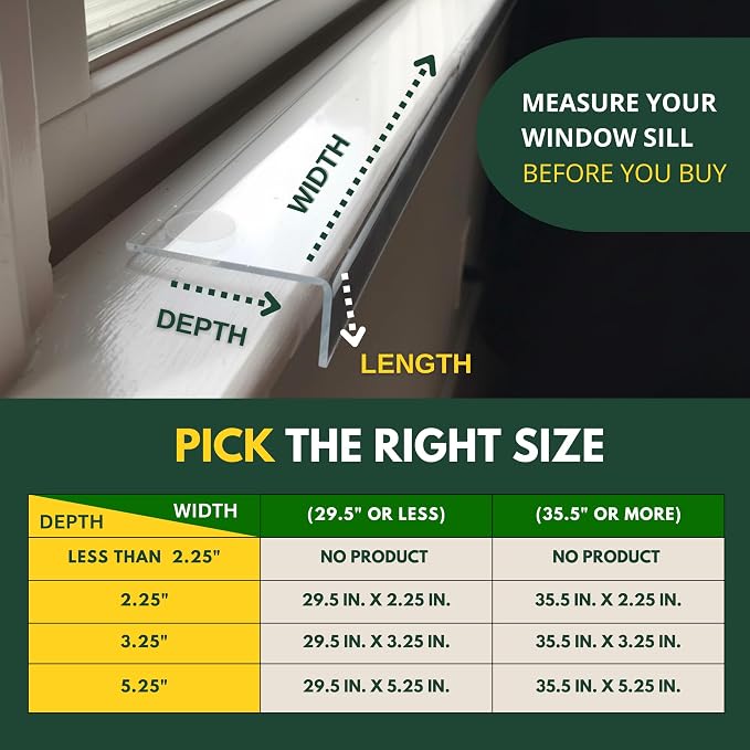 CLAWGUARD Plexiglass Window Sill Protector – Thick Crystal Clear Window Sill Cover & Extender – Window Ledge Protector for Dogs & Cats (29.5in. x 3.25in.)