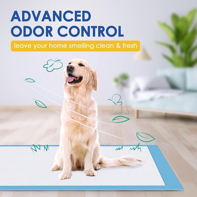 JollyMate 30"x36" Dog Pee Pads Extra Large, 50 Pack XX-Large Super Absorbent Pet Pee Pads with Adhesive Tabs, 6 Layers Thick Leak-Proof Potty Pads for Dogs and Puppies