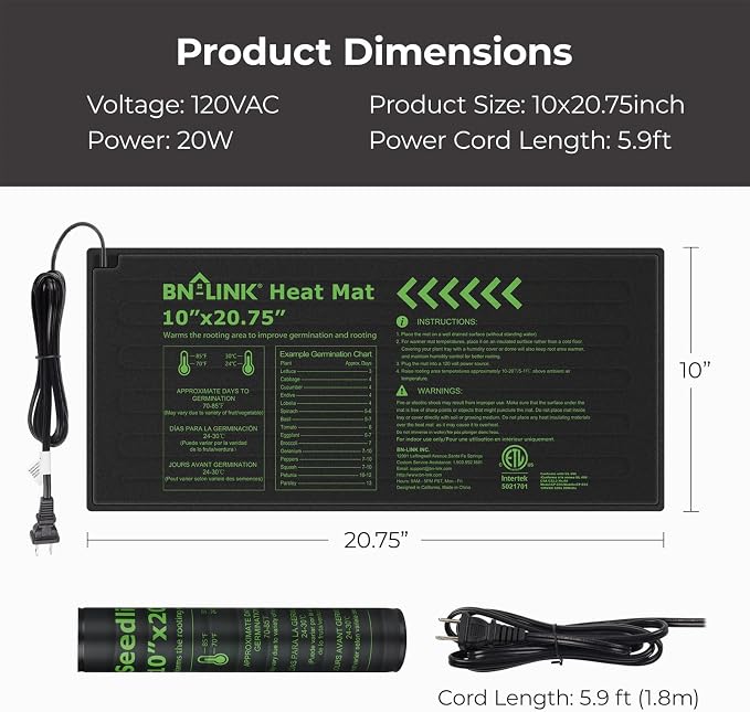 BN-LINK Reptile Thermostat Controller and 2 Pack Heat Mat for Seed Germination, Reptiles and Brewing Breeding Incubation Greenhouse
