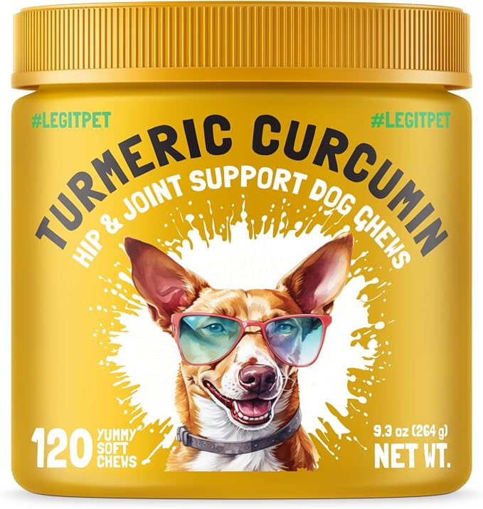 LEGITPET Calming Hemp 30 Treats for Dogs Made in USA with Organic Hemp and Turmeric Curcumin Hip & Joint Dogs Supplement Anti-Inflammatory Support 120 Chewa